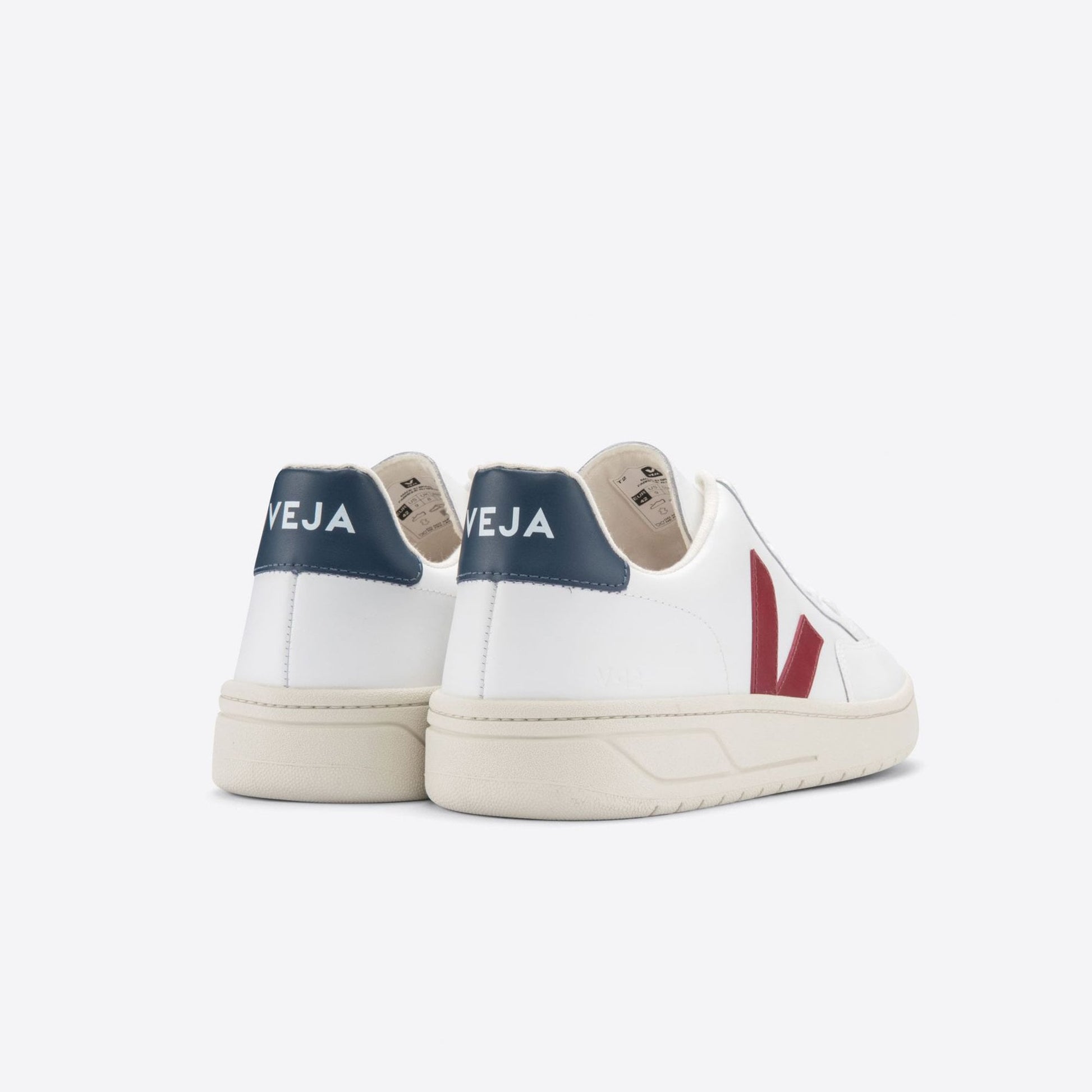 Veja Leather V-12 Sneakers - White/Burgundy