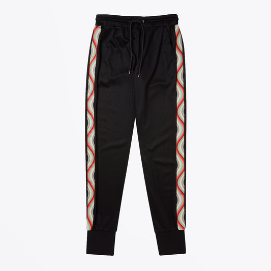 - Cotton-Blend Joggers With 'Swirl' Trim - Black