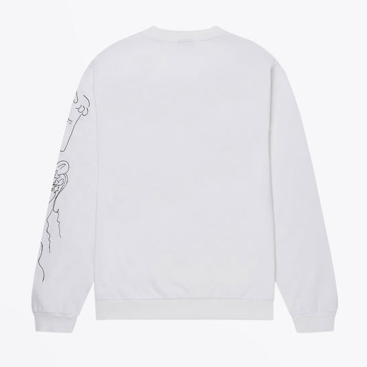 - 'Living On A Cloud' Cotton Long-Sleeve T-Shirt - White