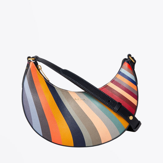 - 'Swirl' Print Leather Crescent Bag - Multi