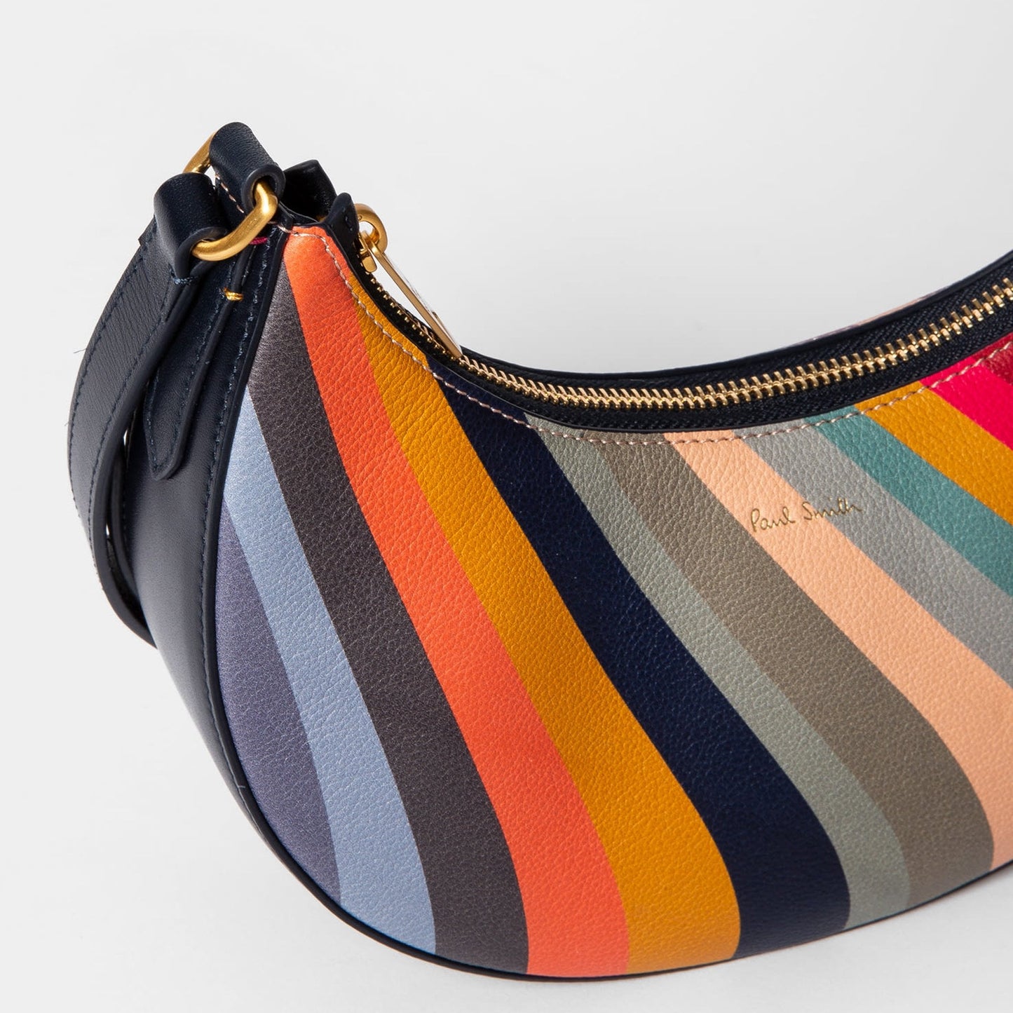 - 'Swirl' Print Leather Crescent Bag - Multi