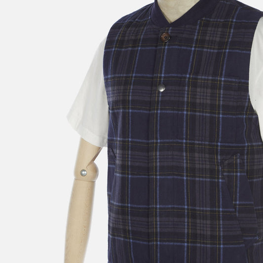 Nebraska Cotton Check Gilet - Navy