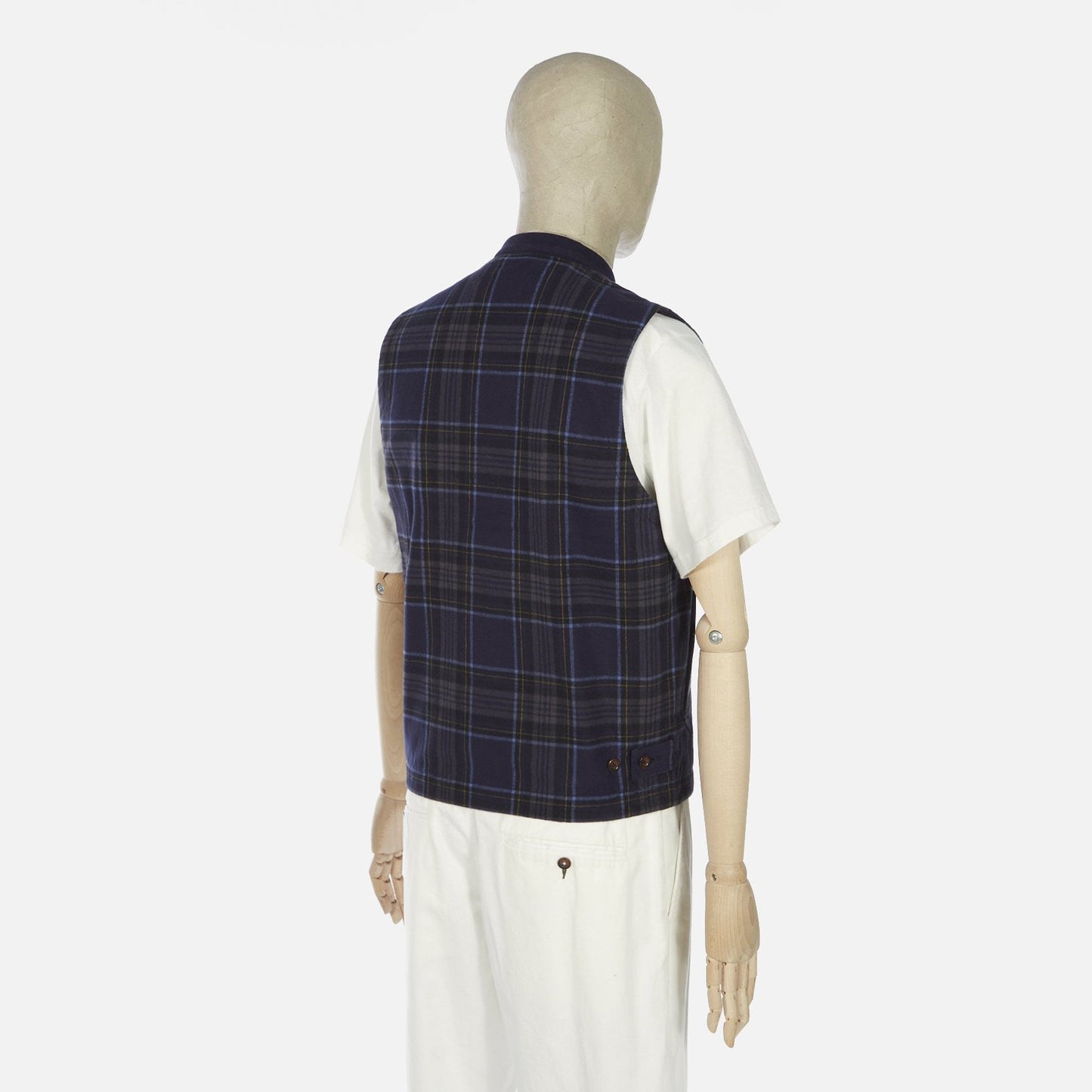 Nebraska Cotton Check Gilet - Navy