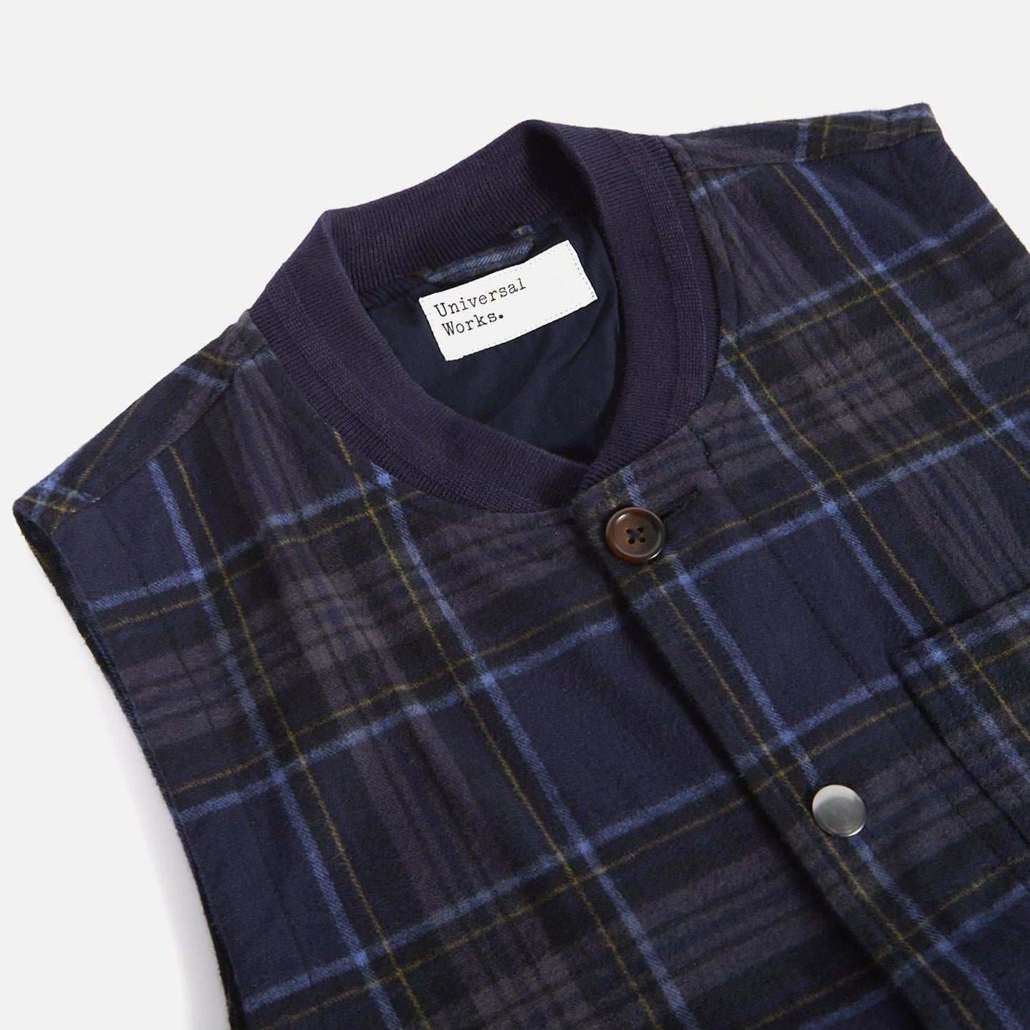 Nebraska Cotton Check Gilet - Navy