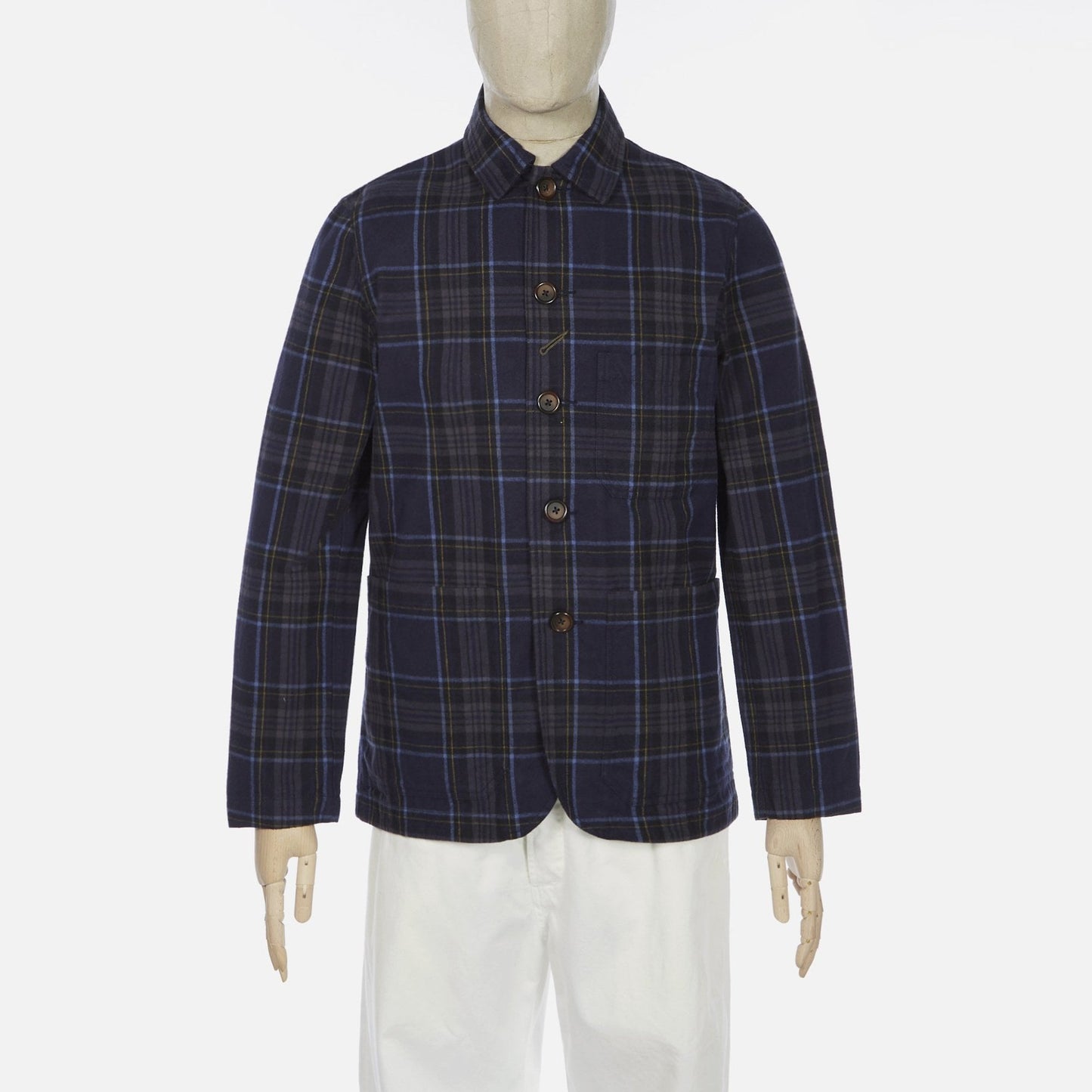 Nebraska Check Bakers Chore Jacket - Navy