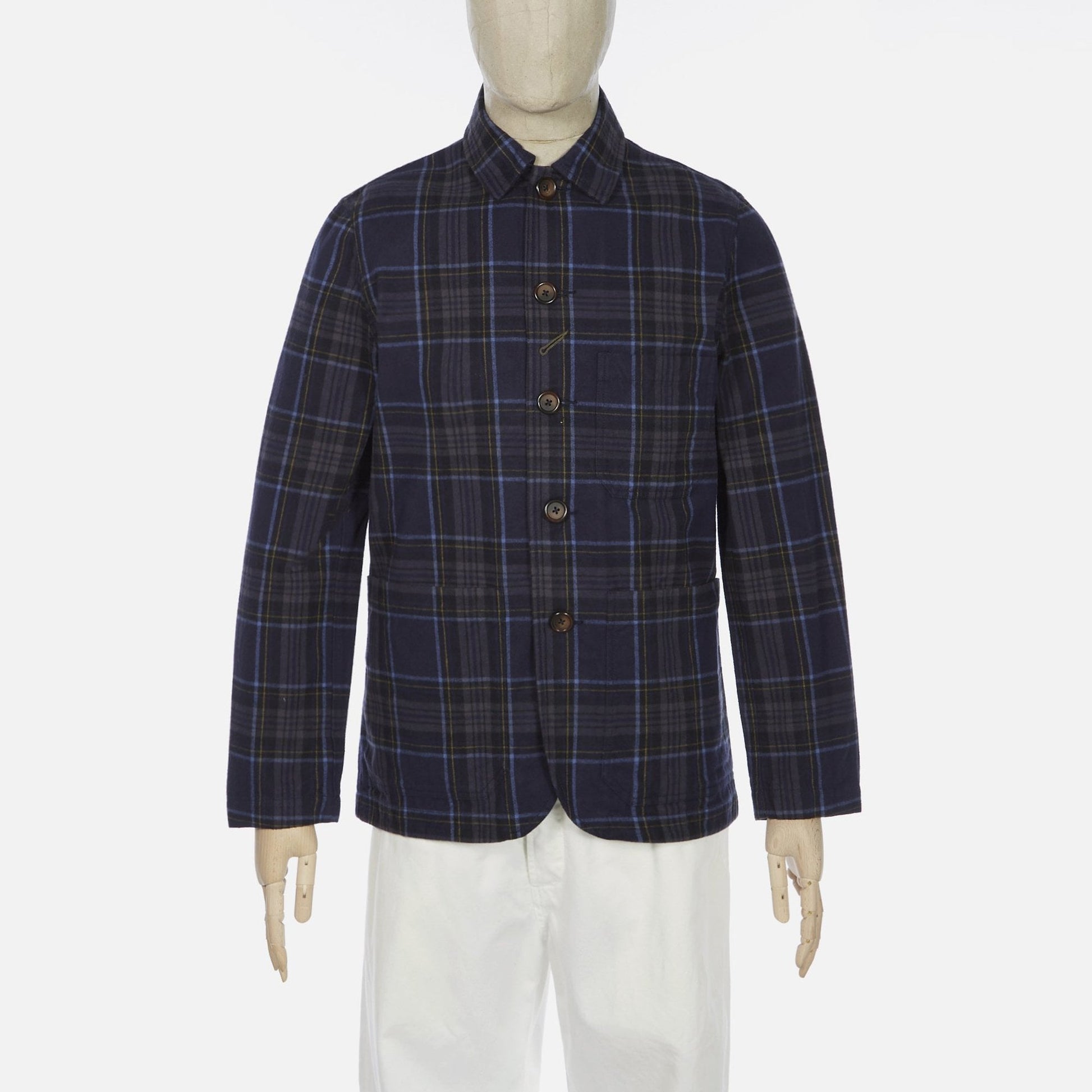 Universal Nebraska Check Bakers Chore Jacket - Navy