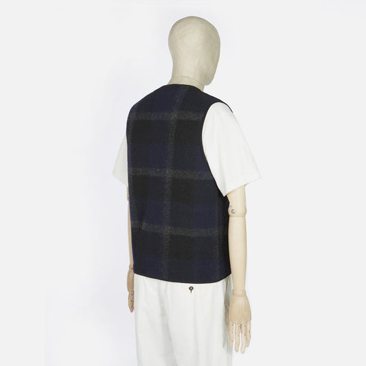 - Plaid Fleece Zip Gilet - Black/Grey