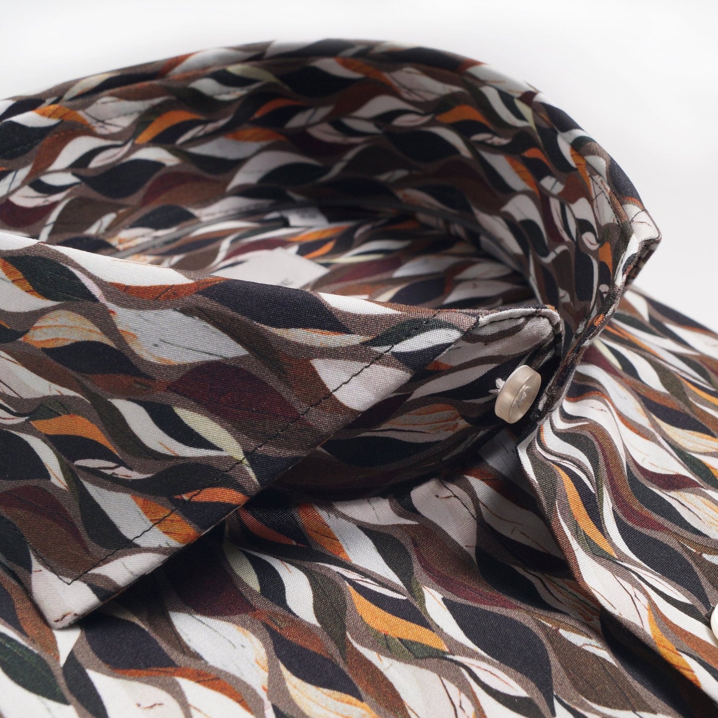 - Cotton Wave Pattern Shirt - Green/Orange