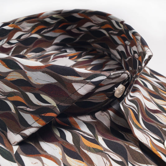 - Cotton Wave Pattern Shirt - Green/Orange