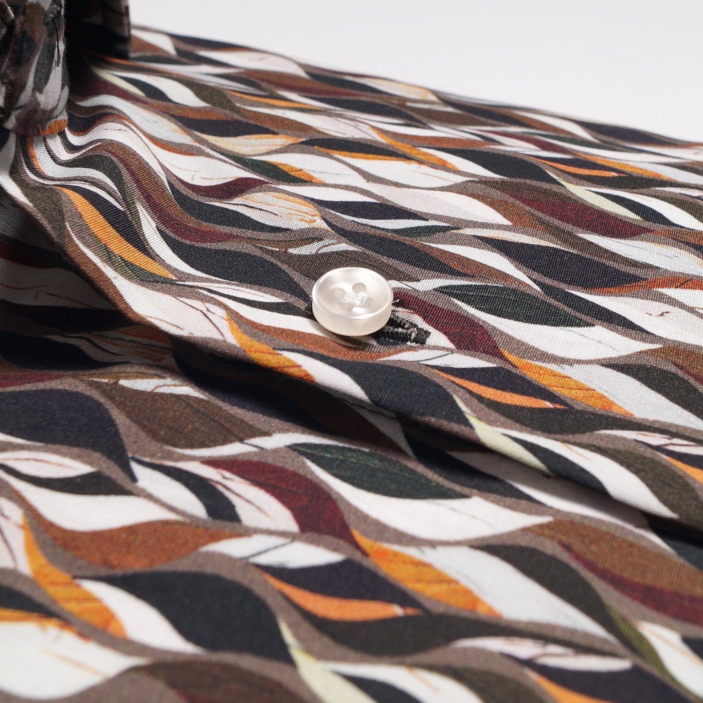 - Cotton Wave Pattern Shirt - Green/Orange