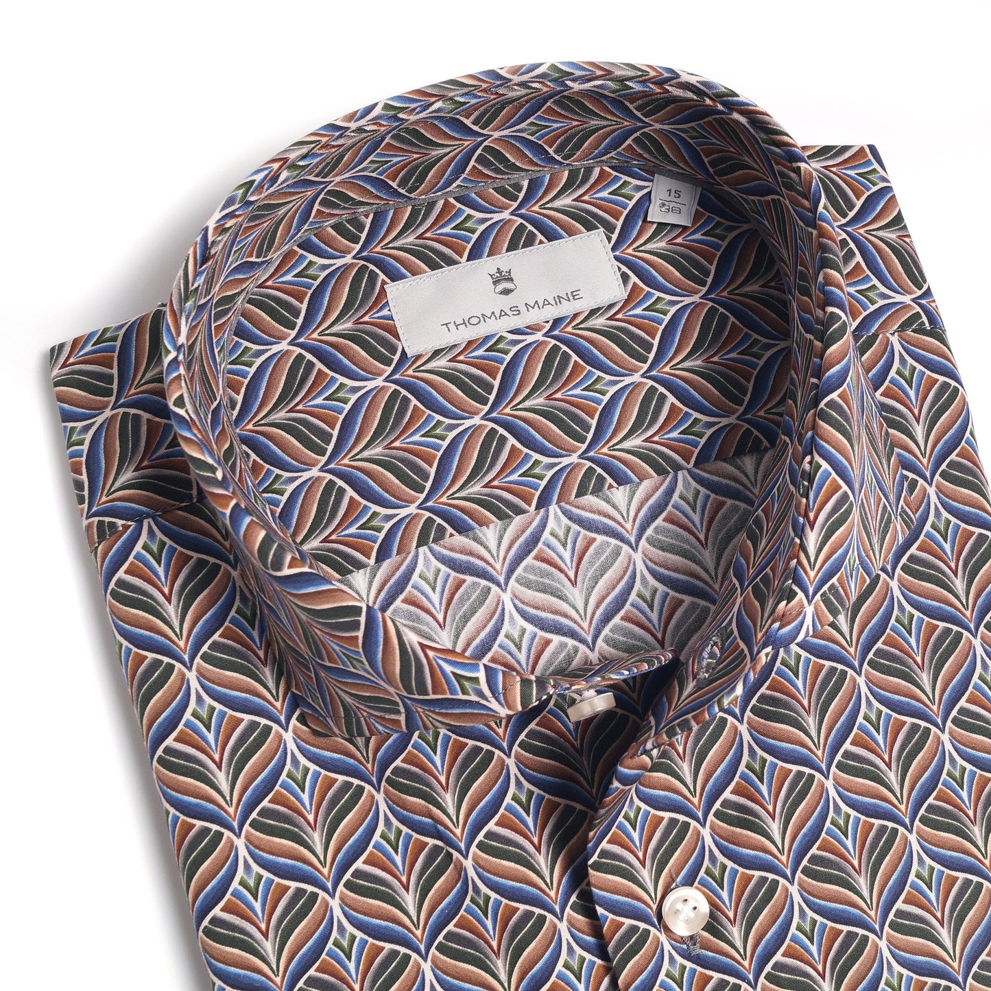 - Abstract Leaf Print Shirt - Green/Blue