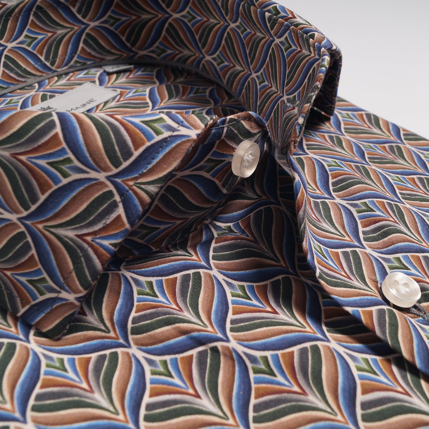 - Abstract Leaf Print Shirt - Green/Blue