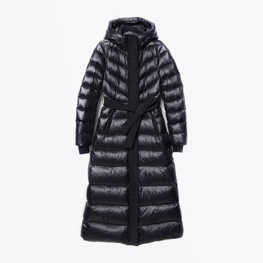 - Calina - Maxi Lightweight Down Hooded Coat - Black