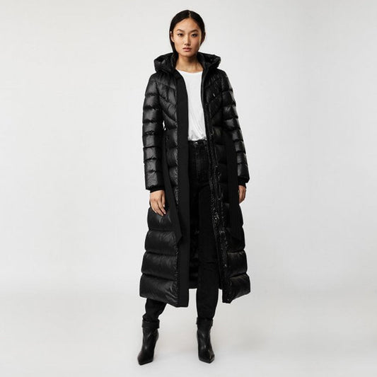 - Calina - Maxi Lightweight Down Hooded Coat - Black