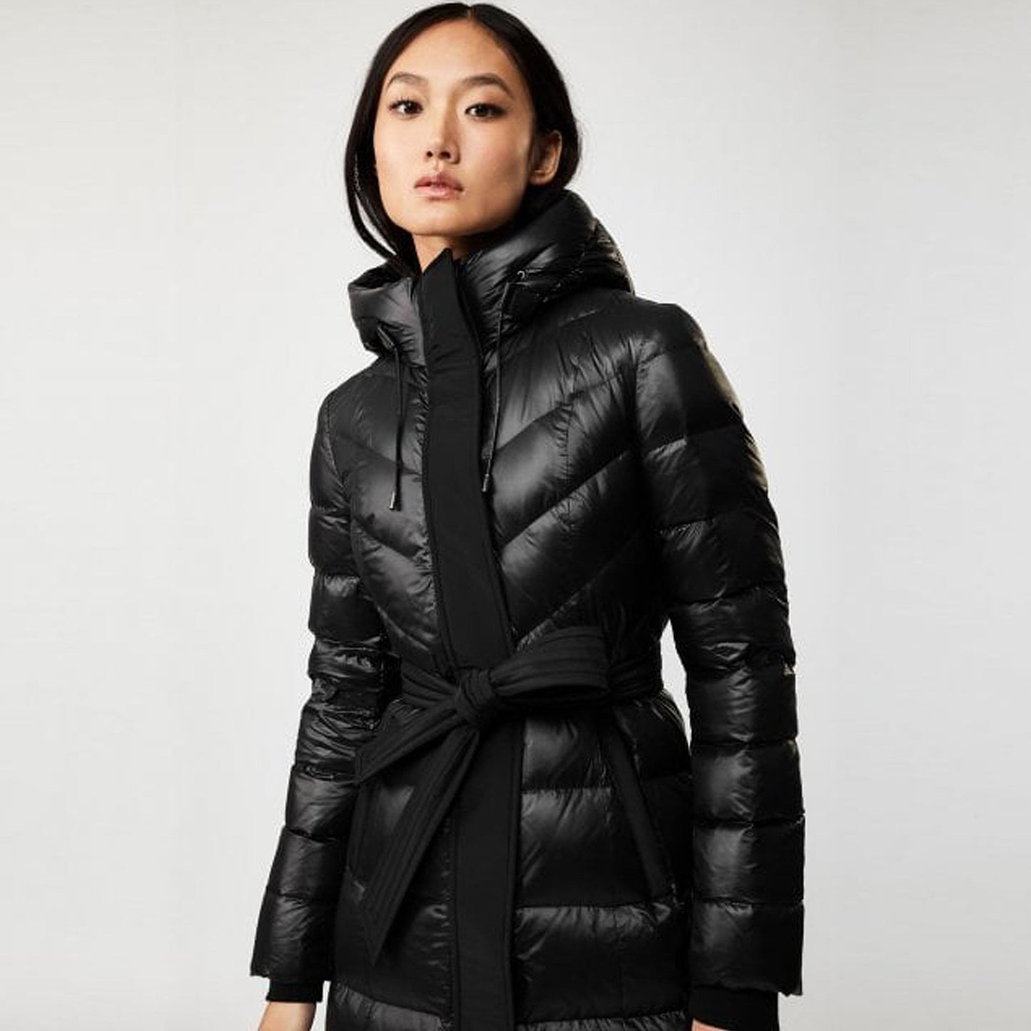 - Calina - Maxi Lightweight Down Hooded Coat - Black