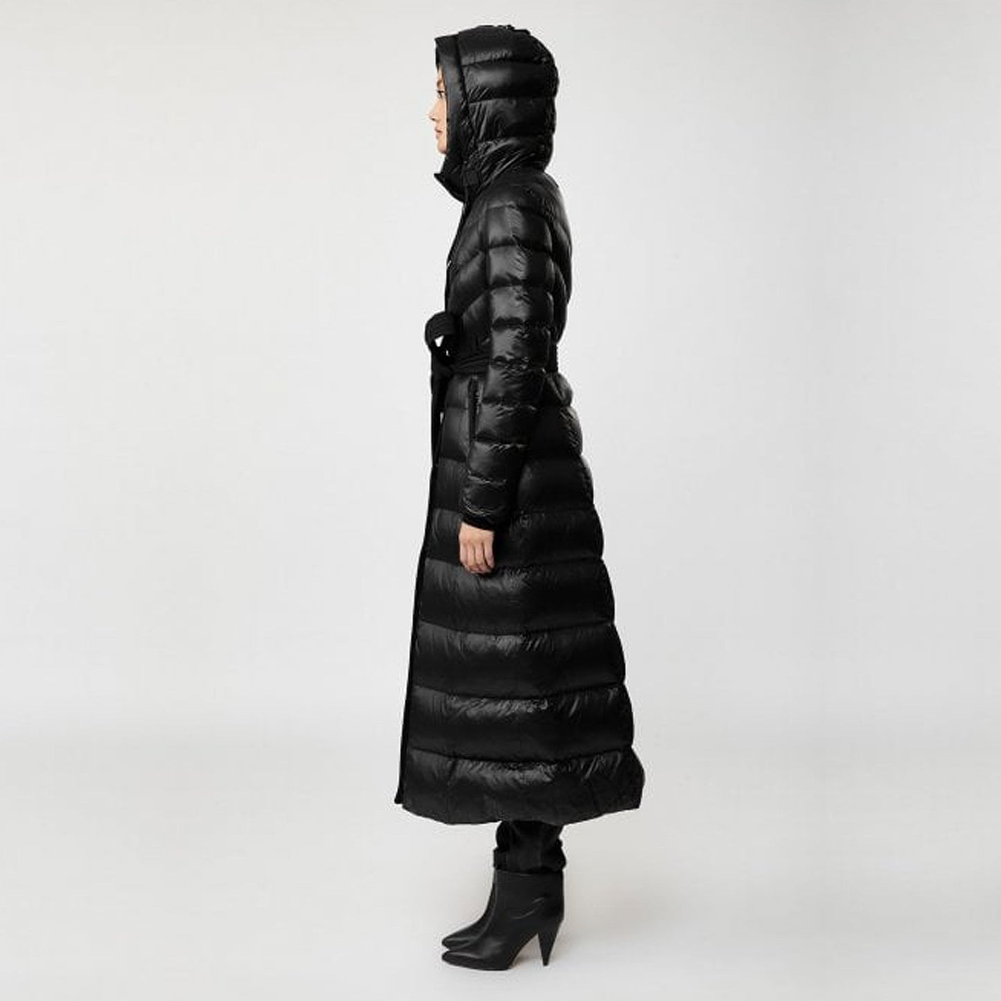 - Calina - Maxi Lightweight Down Hooded Coat - Black
