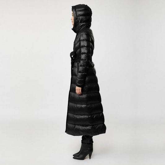 - Calina - Maxi Lightweight Down Hooded Coat - Black