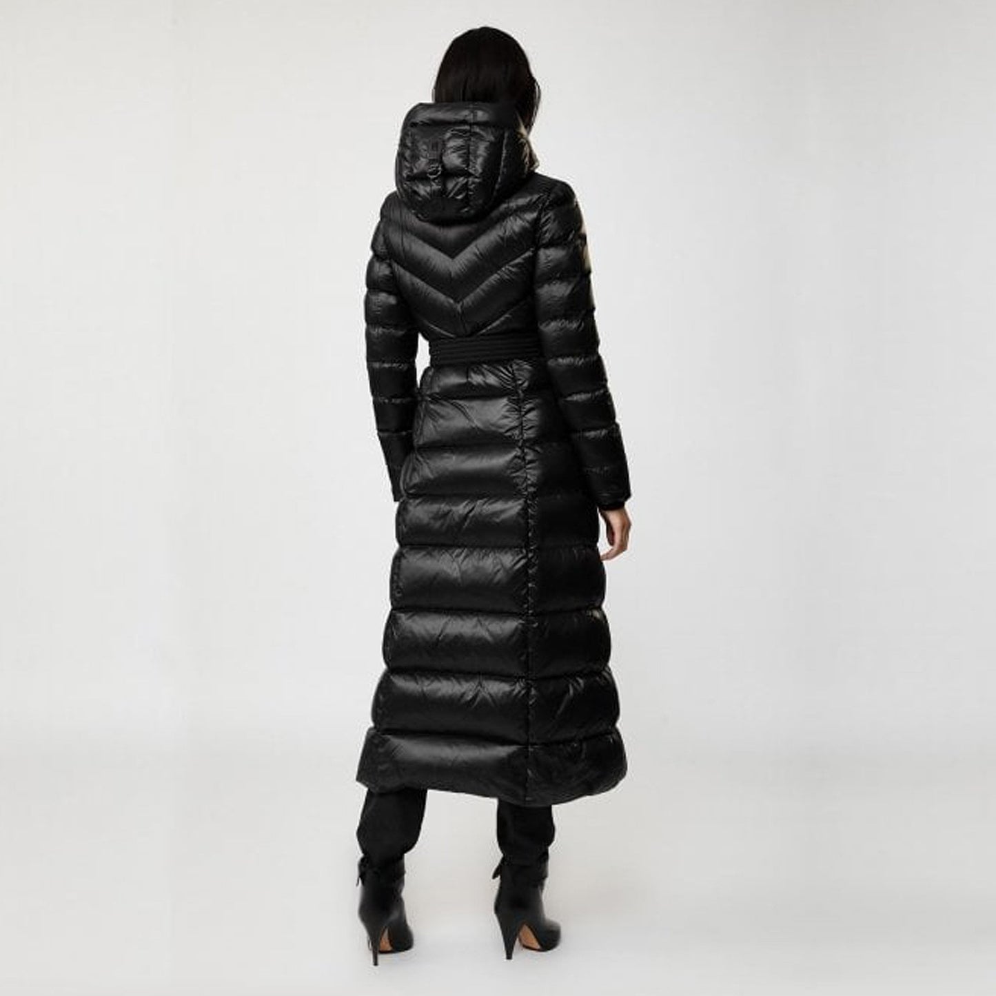 - Calina - Maxi Lightweight Down Hooded Coat - Black