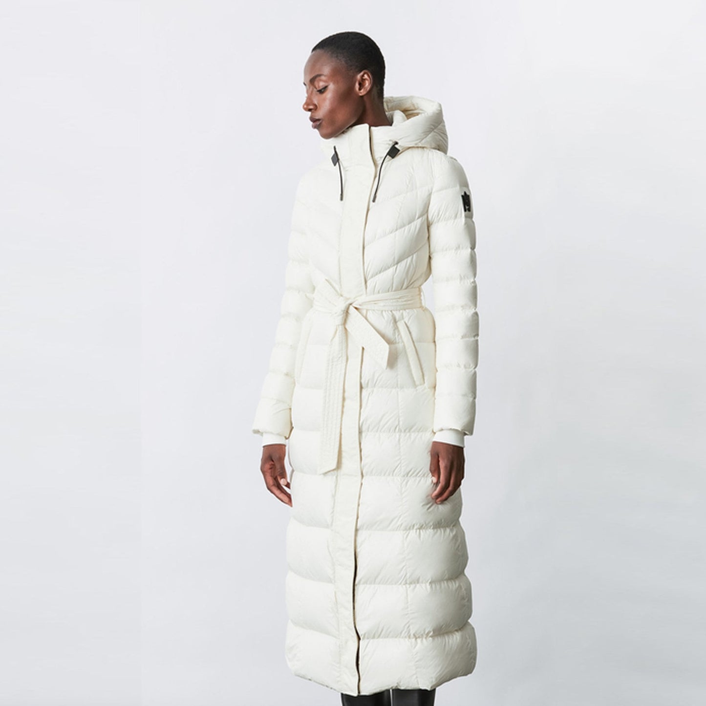 - Calina - Maxi Lightweight Down Hooded Coat - Off-White