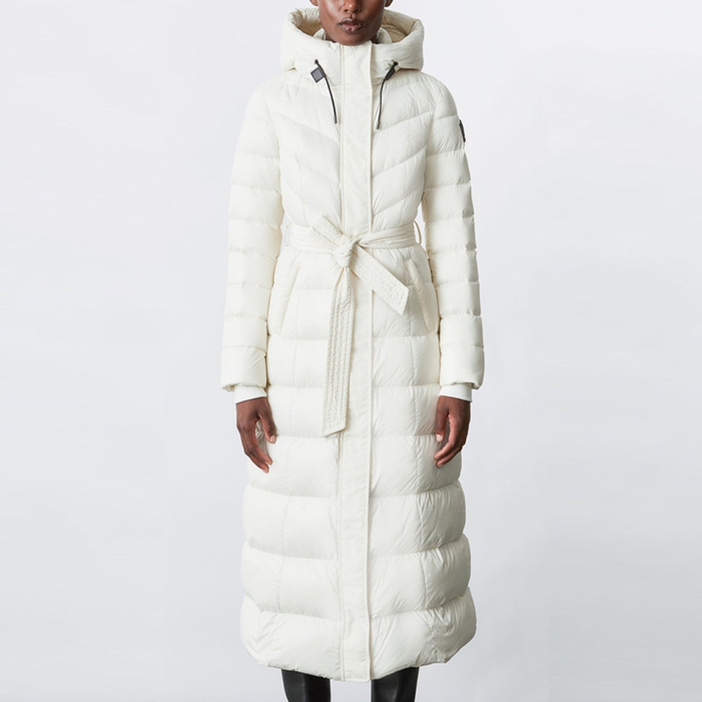 - Calina - Maxi Lightweight Down Hooded Coat - Off-White