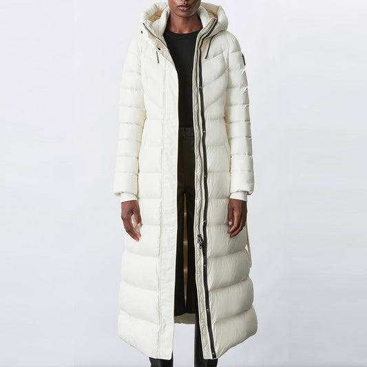 - Calina - Maxi Lightweight Down Hooded Coat - Off-White