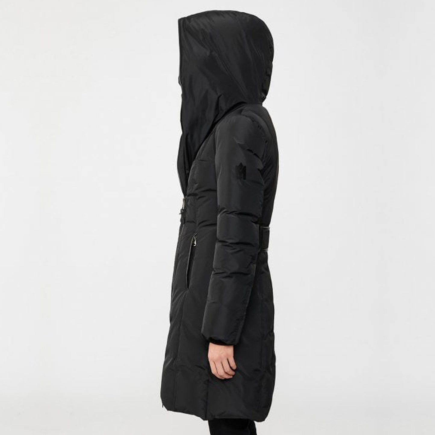 Kay - Hooded Down Coat With Signature Collar - Black