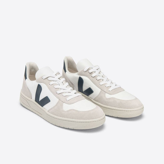 Leather V-10 Sneakers - White/Navy