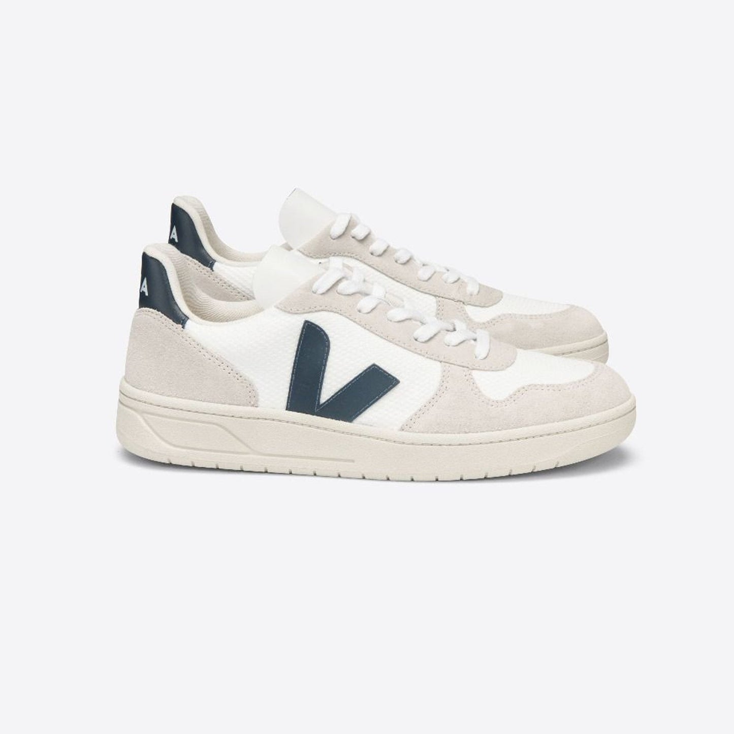 Leather V-10 Sneakers - White/Navy