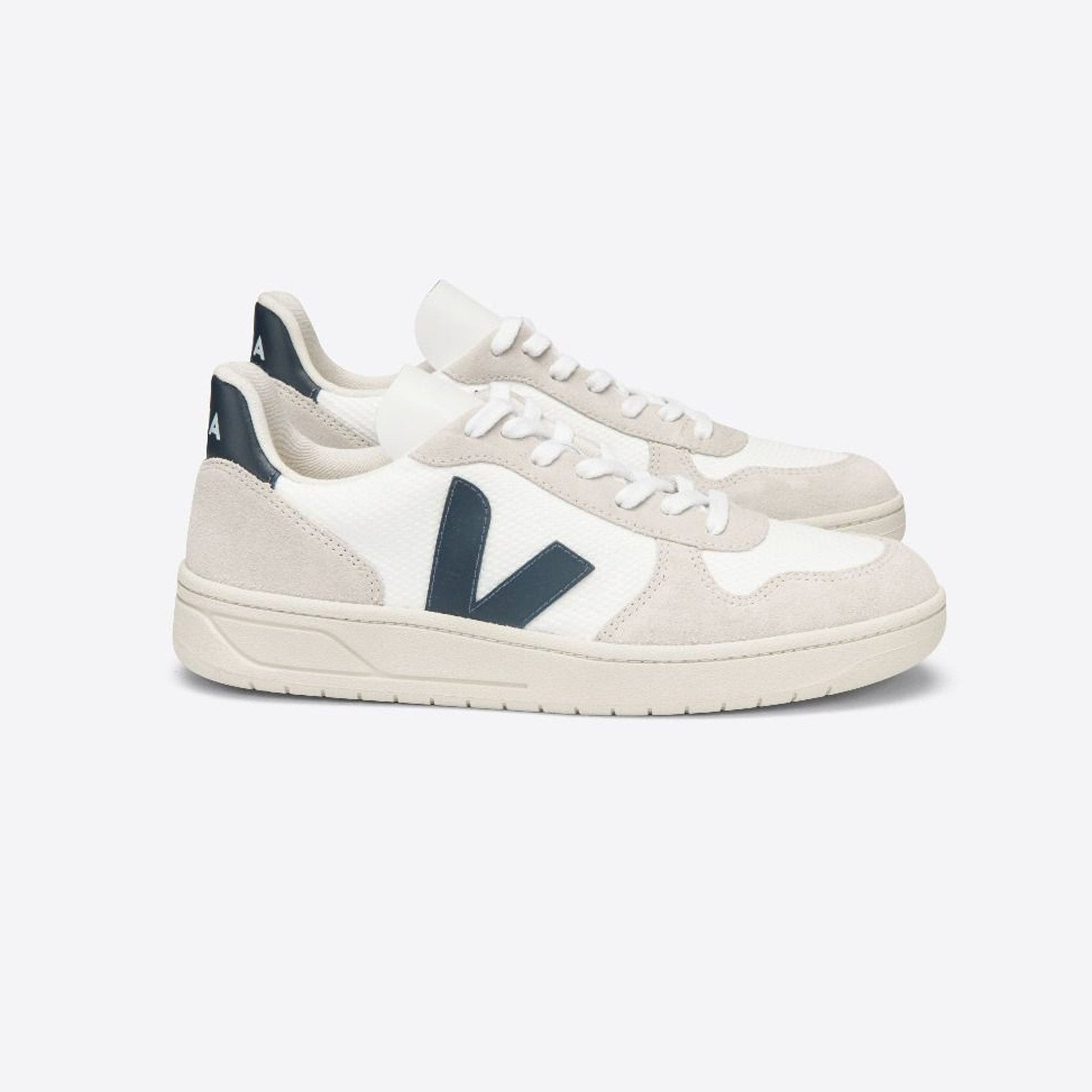Veja Leather V-10 Sneakers - White/Navy