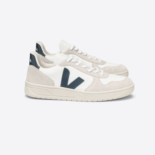 Leather V-10 Sneakers - White/Navy
