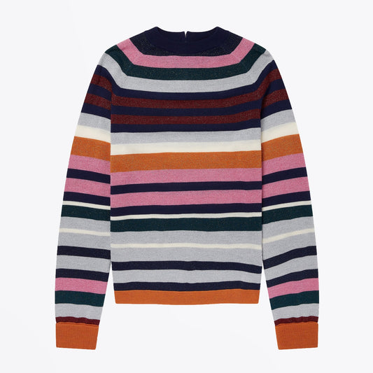 Glitter Stripe Wool-Blend Sweater - Red/Multi