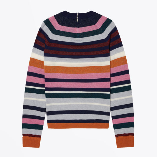 Glitter Stripe Wool-Blend Sweater - Red/Multi
