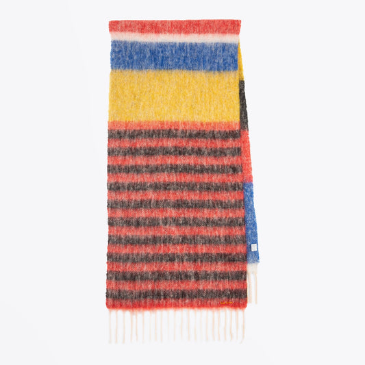 - Stripe Alpaca-Blend Scarf - Red/Multi