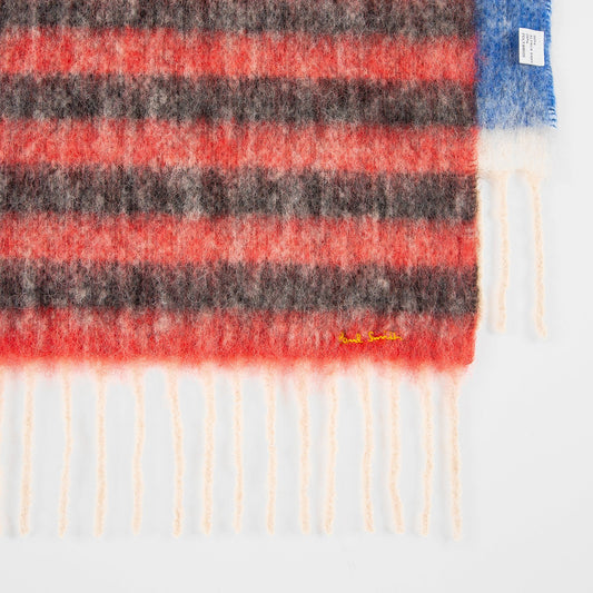 - Stripe Alpaca-Blend Scarf - Red/Multi