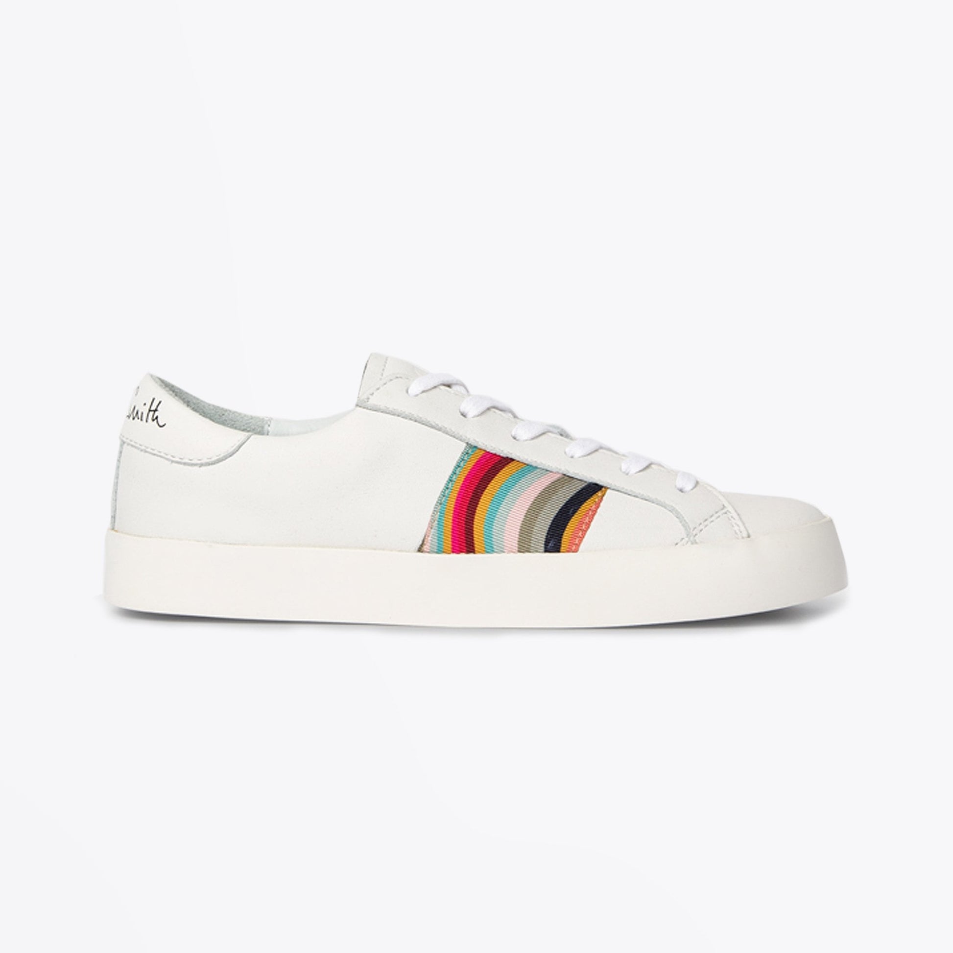 Paul Leather 'Pidgen' Trainers With 'Swirl' Trim - White