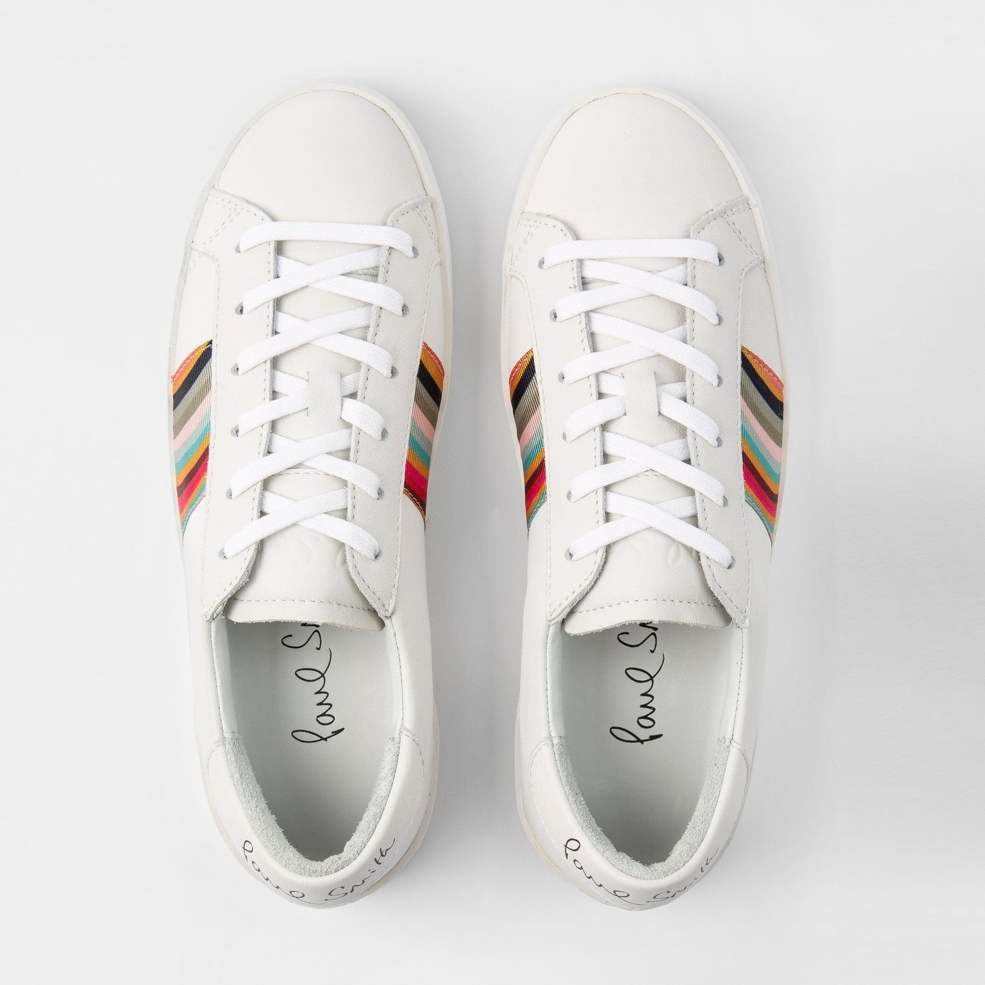 Paul Leather 'Pidgen' Trainers With 'Swirl' Trim - White