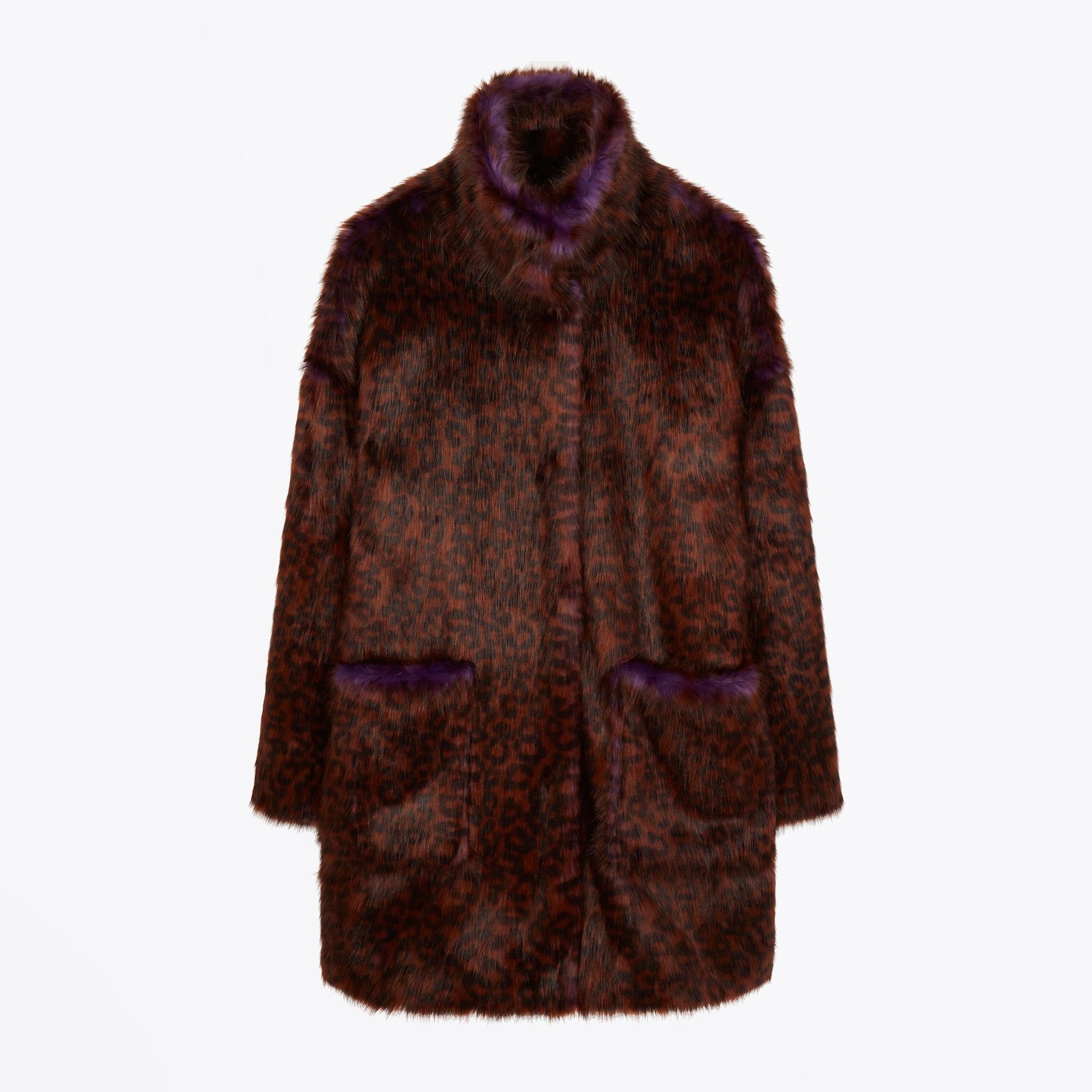 Paul Leopard Print Faux Fur Coat - Brown