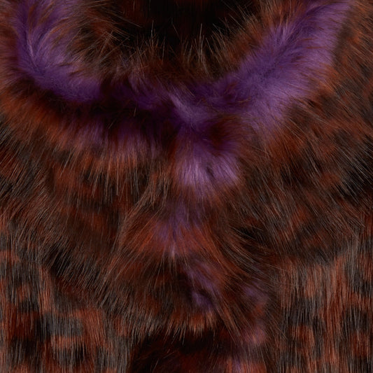Leopard Print Faux Fur Coat - Brown