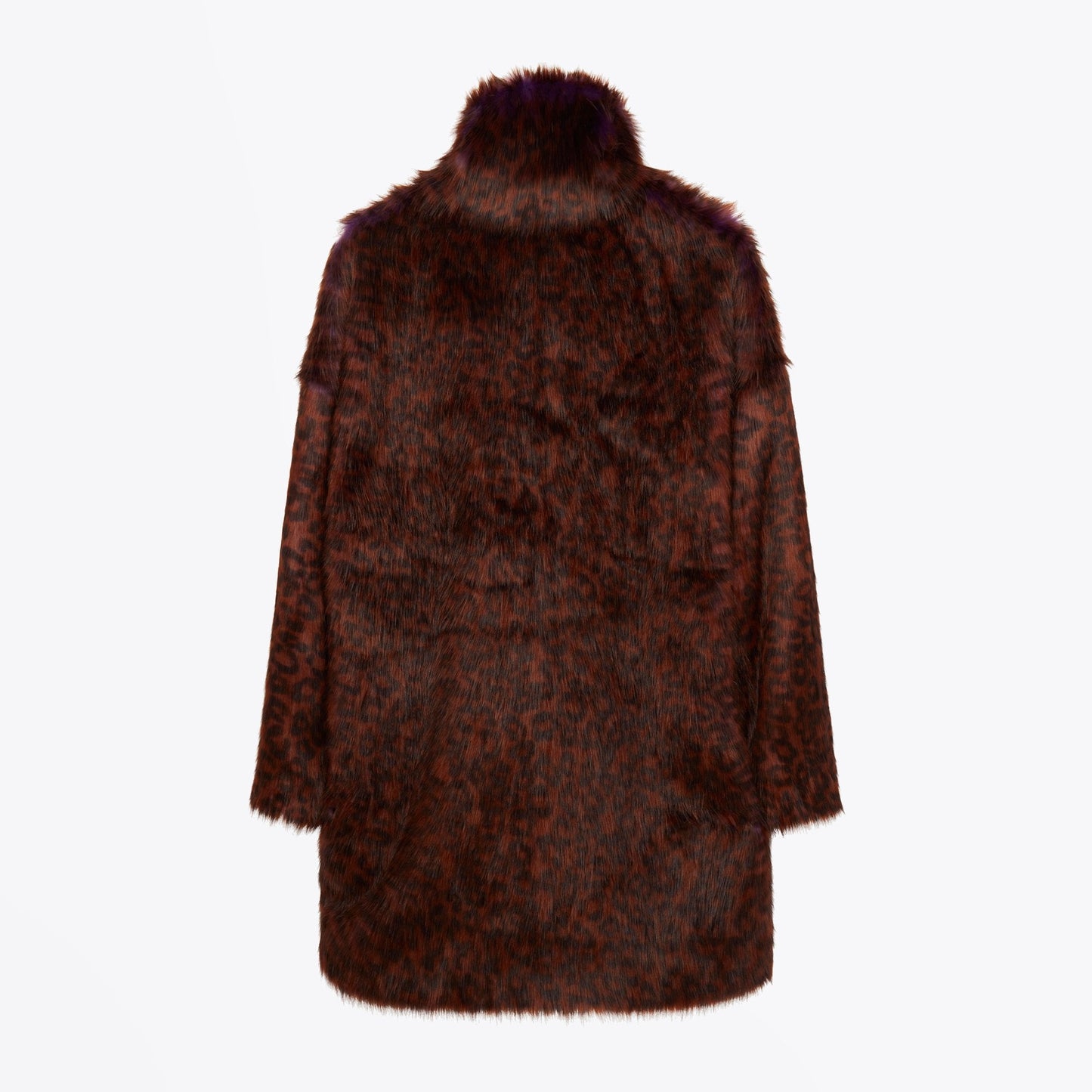 Leopard Print Faux Fur Coat - Brown