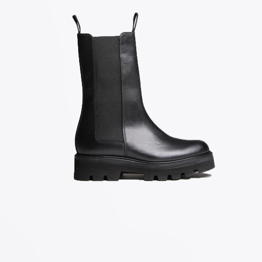 - Doris - Leather Pull-Up Boots - Black