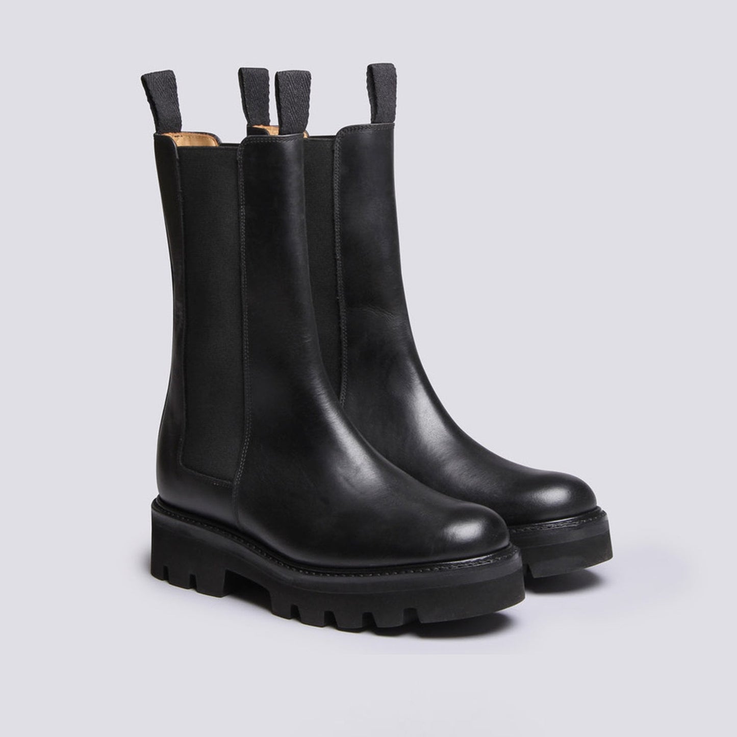 - Doris - Leather Pull-Up Boots - Black
