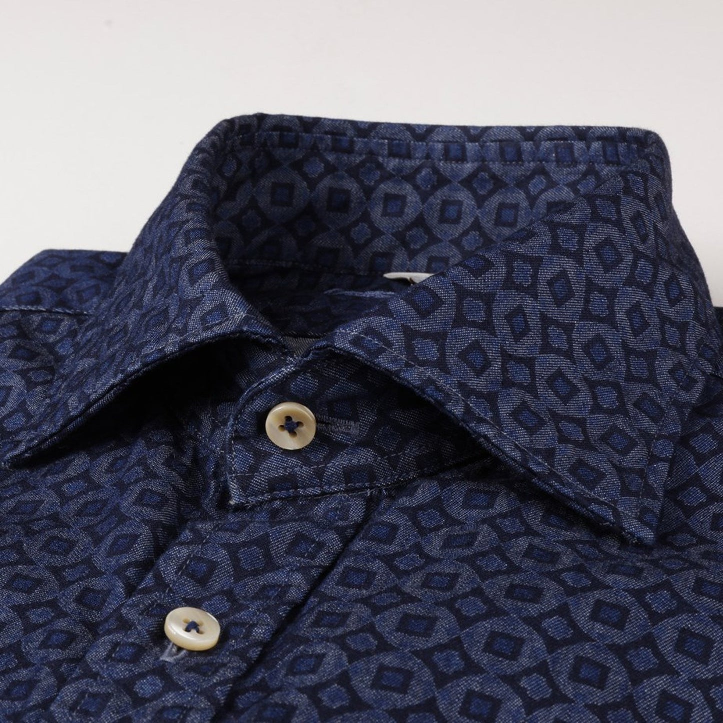 - Slimline Geometric Print Shirt - Navy