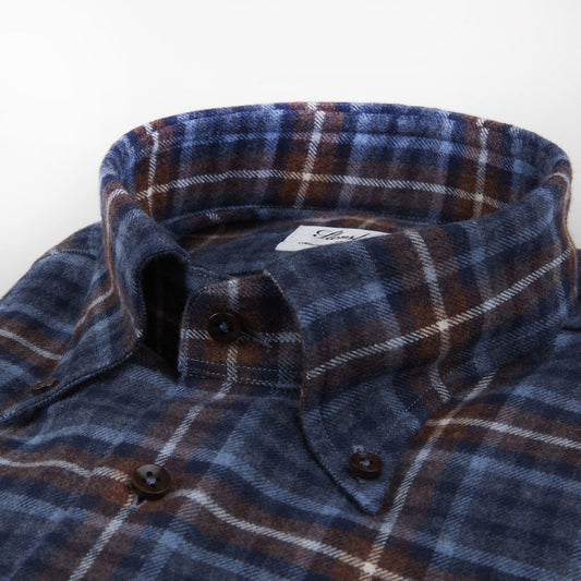 - Checked Flannel Shirt - Brown/Navy