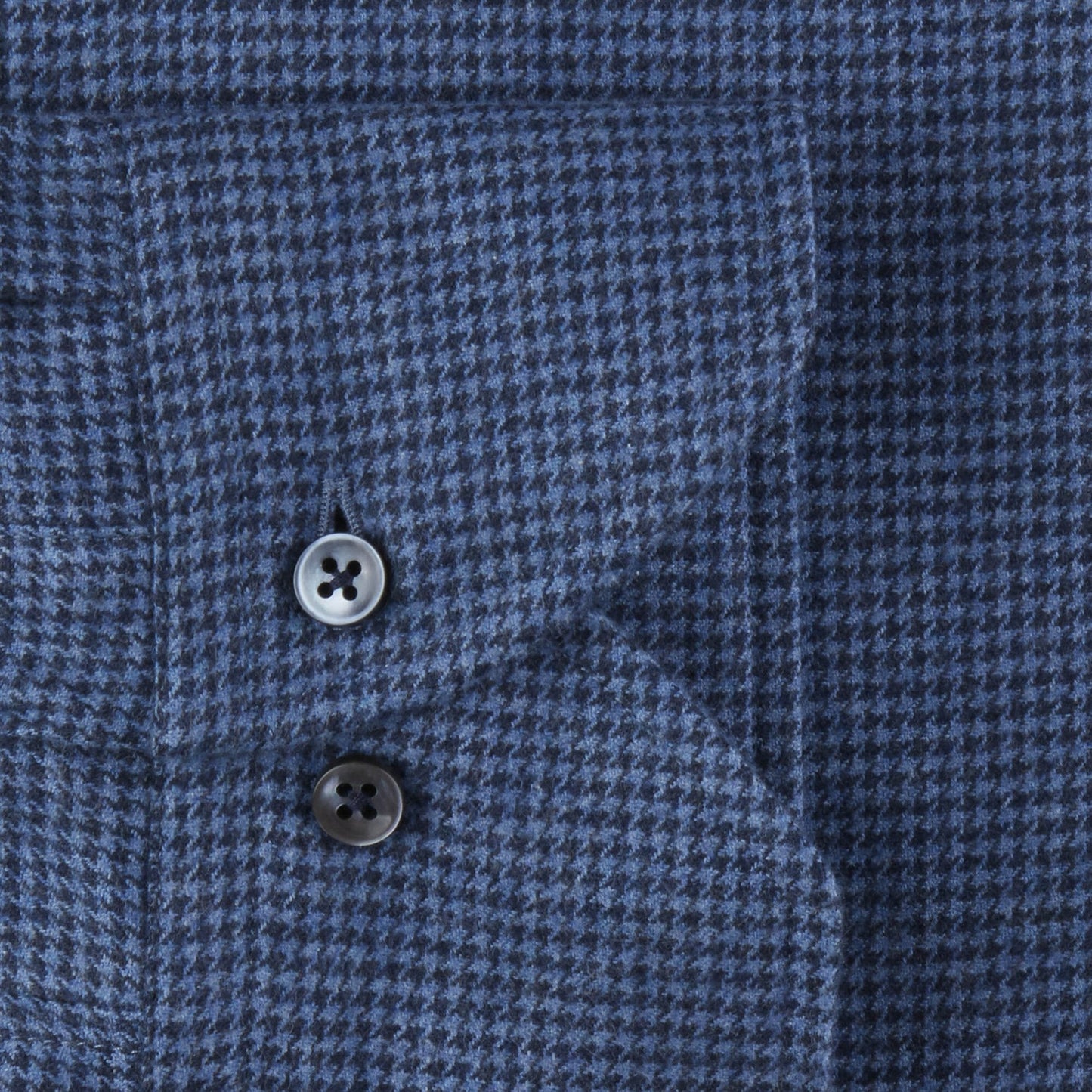 - Slimline Houndstooth Flannel Shirt - Navy
