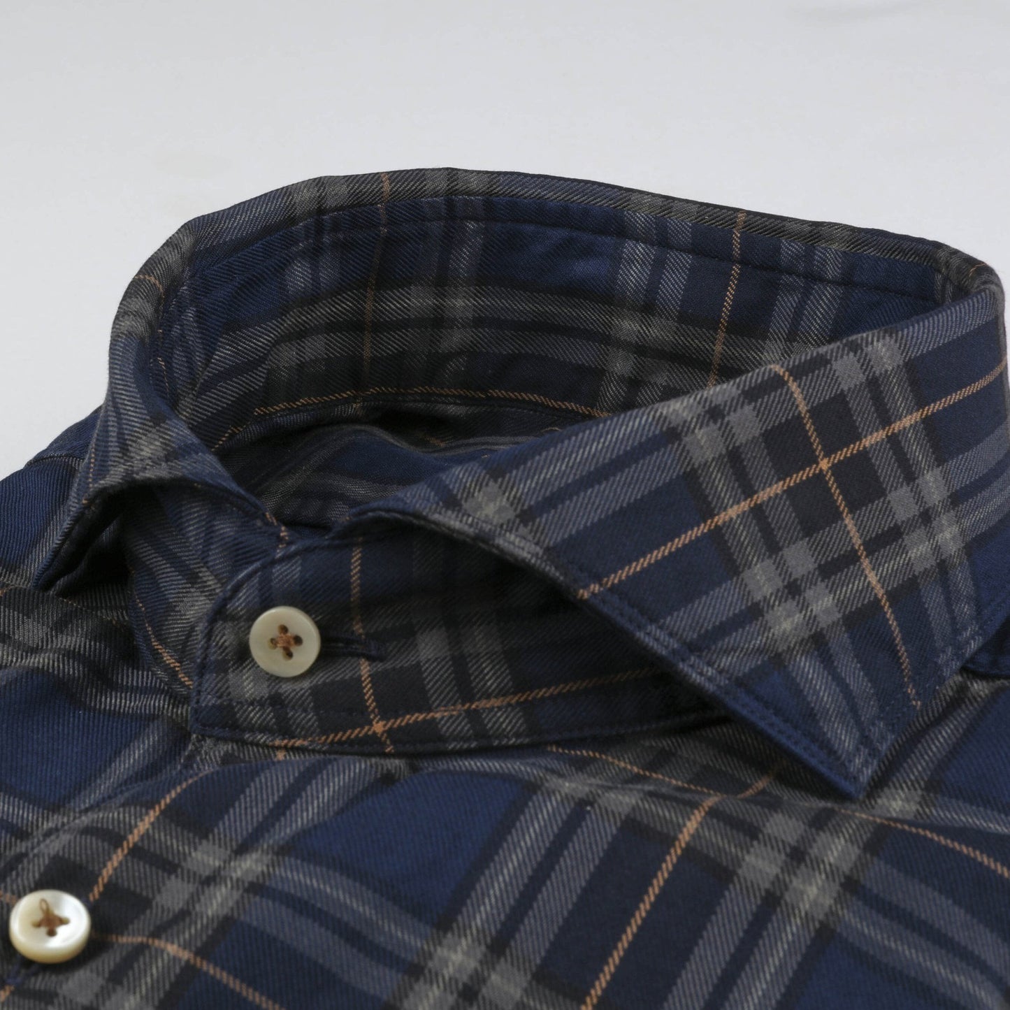 - Cotton Checked Shirt - Navy