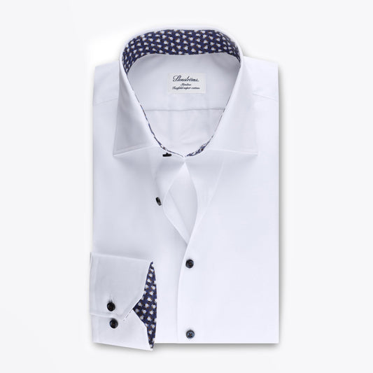 - Slimline Contrast Inlay Shirt - White