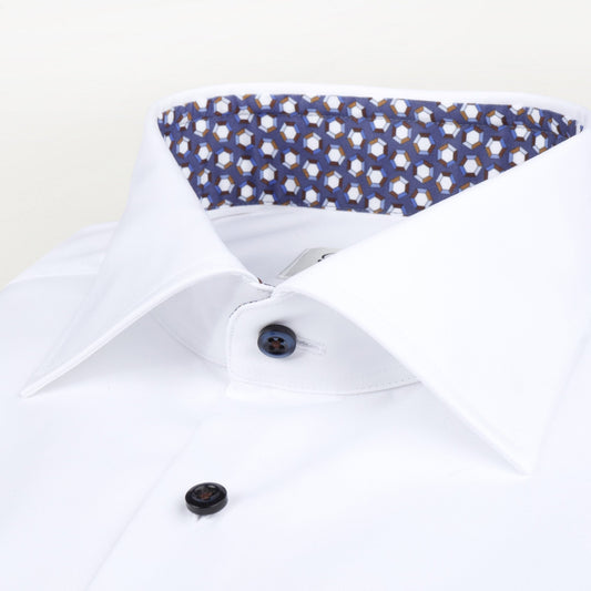 - Slimline Contrast Inlay Shirt - White