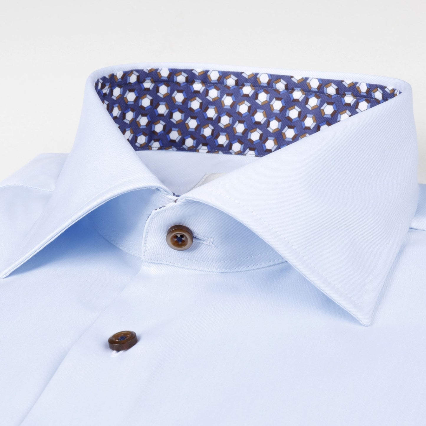 - Slimline Contrast Inlay Shirt - Light Blue