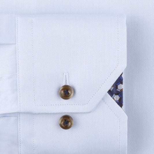 - Slimline Contrast Inlay Shirt - Light Blue