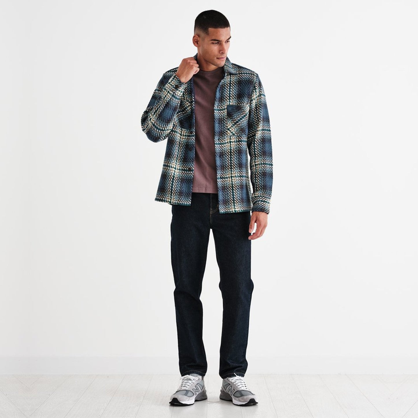 - Whiting - Checked Overshirt - Dusty Blue